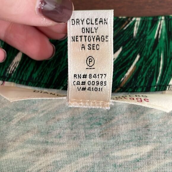 Diane von Furstenberg Vintage 0 Dress 100% Silk 3/4 Sleeve Dress Green Peacock - Picture 7 of 8